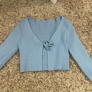 SHEIN Light Blue Ribbed Cardigan
